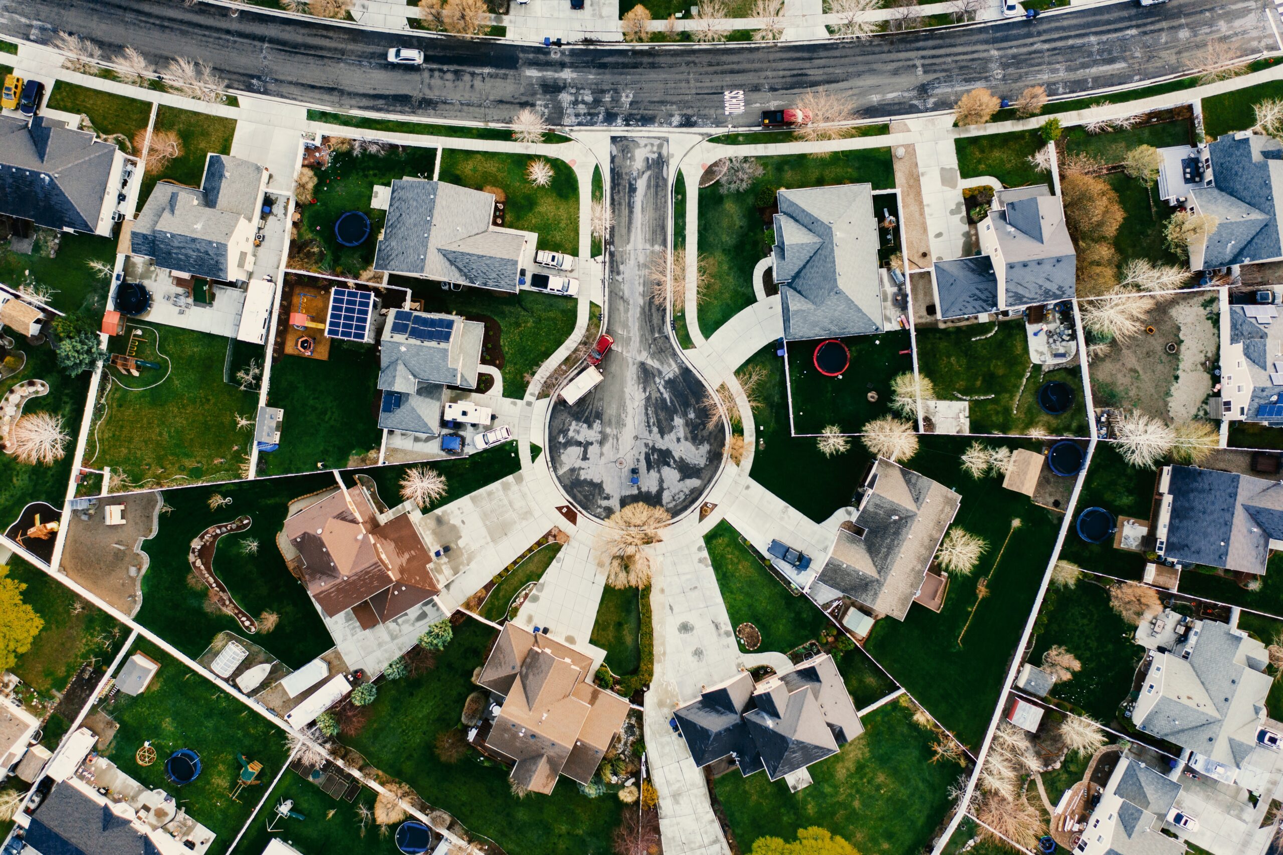aerial view of a neighborhood